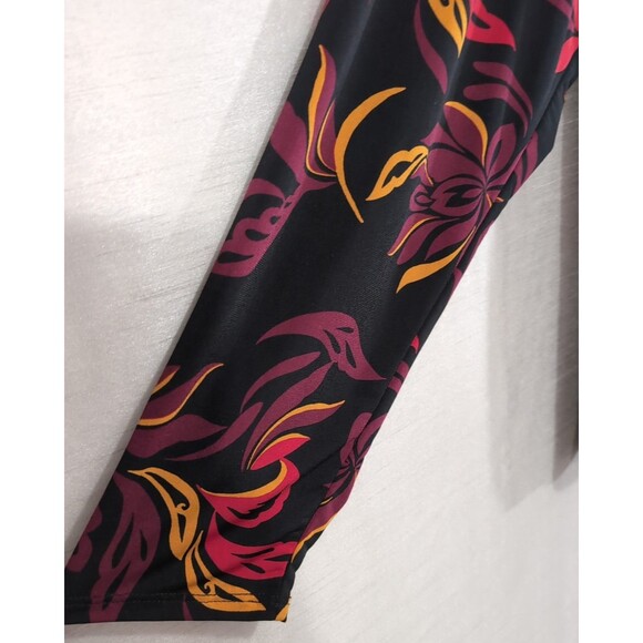 Liz Claiborne Blouse Womens 3X Black Floral Scroll Keyhole Ring Neck Long Sleeve - Picture 7 of 16